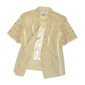 Vintage Silver Design Champagne Blazer with Diamond Cutouts, Size Large